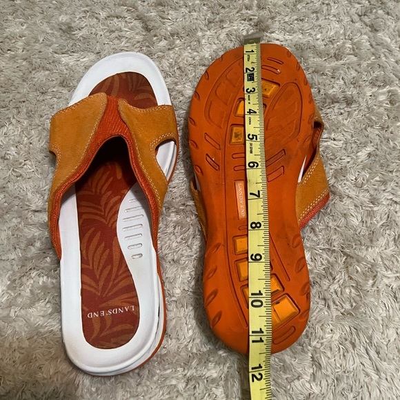 Lands’ End Comfort Slide Sandals Orange Brown Suede Leather Womens Size 10B - Picture 9 of 9